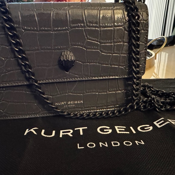 Kurt Geiger Charcoal Croc-Embossed Crossbody Bag - Picture 3 of 5